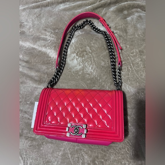 CHANEL Handbags - Chanel Quilted Patent Leather Boy Bag